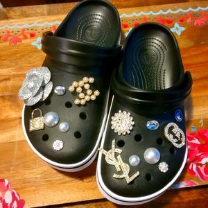 Black crocs with jewels